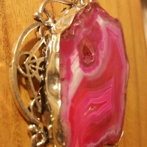 Cherry Druzy Stone wrapped in Silver One of a Kind